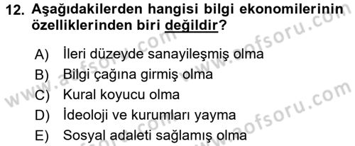 Ekonominin Güncel Sorunları Dersi 2017 - 2018 Yılı (Vize) Ara Sınav Soruları 12. Soru
