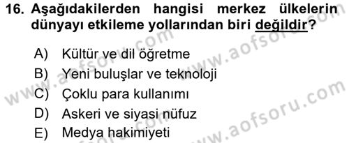 Ekonominin Güncel Sorunları Dersi 2017 - 2018 Yılı (Vize) Ara Sınav Soruları 16. Soru