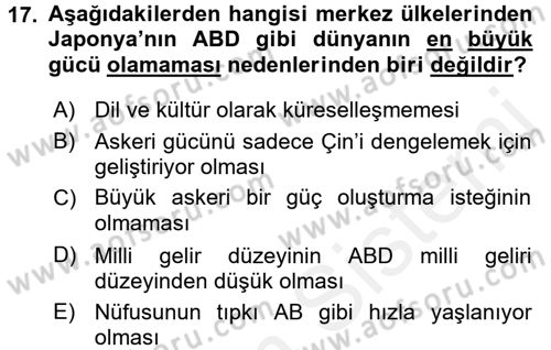 Ekonominin Güncel Sorunları Dersi 2017 - 2018 Yılı (Vize) Ara Sınav Soruları 17. Soru