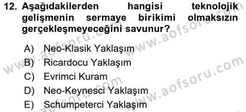 Ekonominin Güncel Sorunları Dersi 2017 - 2018 Yılı (Final) Dönem Sonu Sınav Soruları 12. Soru