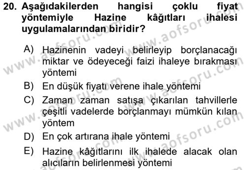 Ekonominin Güncel Sorunları Dersi 2017 - 2018 Yılı (Final) Dönem Sonu Sınav Soruları 20. Soru