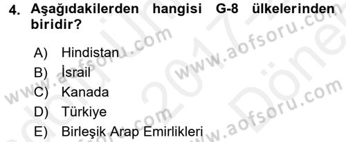 Ekonominin Güncel Sorunları Dersi 2017 - 2018 Yılı (Final) Dönem Sonu Sınav Soruları 4. Soru