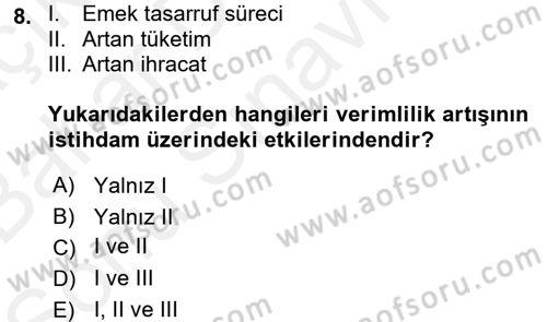 Ekonominin Güncel Sorunları Dersi 2017 - 2018 Yılı (Final) Dönem Sonu Sınav Soruları 8. Soru