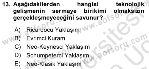 Ekonominin Güncel Sorunları Dersi 2018 - 2019 Yılı 3 Ders Sınav Soruları 13. Soru