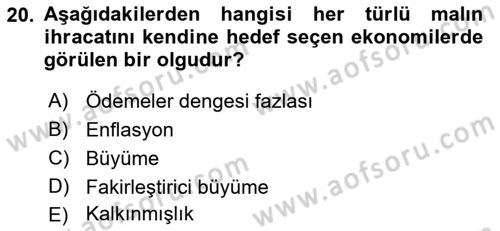Ekonominin Güncel Sorunları Dersi 2018 - 2019 Yılı 3 Ders Sınav Soruları 20. Soru
