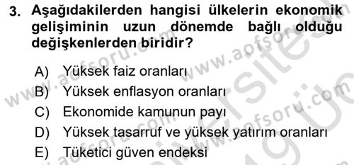 Ekonominin Güncel Sorunları Dersi 2018 - 2019 Yılı 3 Ders Sınav Soruları 3. Soru