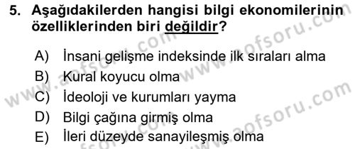 Ekonominin Güncel Sorunları Dersi 2018 - 2019 Yılı 3 Ders Sınav Soruları 5. Soru