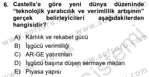 Ekonominin Güncel Sorunları Dersi 2018 - 2019 Yılı 3 Ders Sınav Soruları 6. Soru