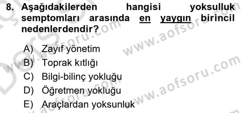Ekonominin Güncel Sorunları Dersi 2018 - 2019 Yılı 3 Ders Sınav Soruları 8. Soru
