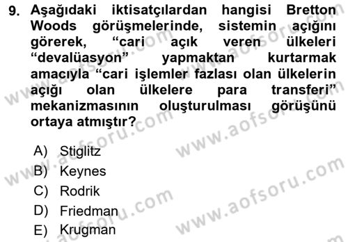 Ekonominin Güncel Sorunları Dersi 2018 - 2019 Yılı 3 Ders Sınav Soruları 9. Soru