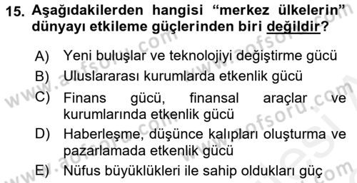 Ekonominin Güncel Sorunları Dersi 2018 - 2019 Yılı (Vize) Ara Sınavı 15. Soru