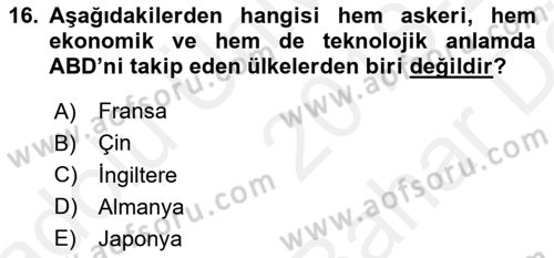 Ekonominin Güncel Sorunları Dersi 2018 - 2019 Yılı (Vize) Ara Sınavı 16. Soru