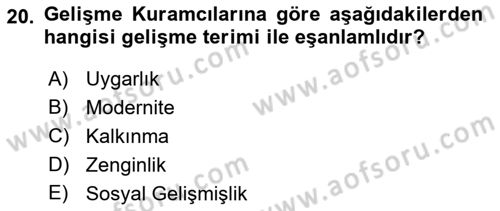 Ekonominin Güncel Sorunları Dersi 2018 - 2019 Yılı (Vize) Ara Sınavı 20. Soru