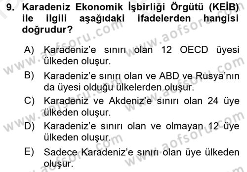 Ekonominin Güncel Sorunları Dersi 2018 - 2019 Yılı (Vize) Ara Sınavı 9. Soru