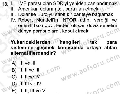 Ekonominin Güncel Sorunları Dersi 2018 - 2019 Yılı (Final) Dönem Sonu Sınav Soruları 13. Soru