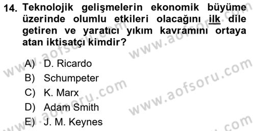Ekonominin Güncel Sorunları Dersi 2018 - 2019 Yılı (Final) Dönem Sonu Sınav Soruları 14. Soru