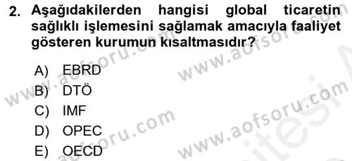 Ekonominin Güncel Sorunları Dersi 2018 - 2019 Yılı (Final) Dönem Sonu Sınav Soruları 2. Soru