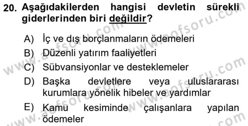 Ekonominin Güncel Sorunları Dersi 2018 - 2019 Yılı (Final) Dönem Sonu Sınav Soruları 20. Soru