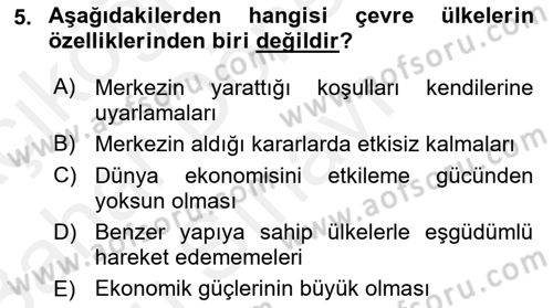 Ekonominin Güncel Sorunları Dersi 2018 - 2019 Yılı (Final) Dönem Sonu Sınav Soruları 5. Soru