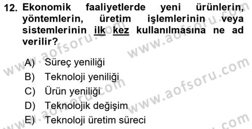 Ekonominin Güncel Sorunları Dersi 2018 - 2019 Yılı Yaz Okulu Sınav Soruları 12. Soru