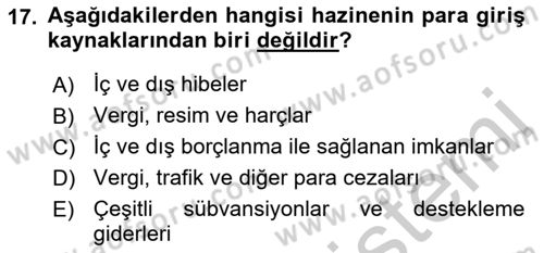 Ekonominin Güncel Sorunları Dersi 2018 - 2019 Yılı Yaz Okulu Sınav Soruları 17. Soru