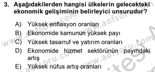Ekonominin Güncel Sorunları Dersi 2018 - 2019 Yılı Yaz Okulu Sınav Soruları 3. Soru