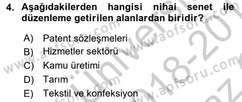 Ekonominin Güncel Sorunları Dersi 2018 - 2019 Yılı Yaz Okulu Sınav Soruları 4. Soru