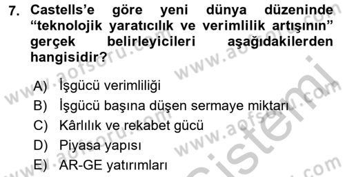Ekonominin Güncel Sorunları Dersi 2018 - 2019 Yılı Yaz Okulu Sınav Soruları 7. Soru