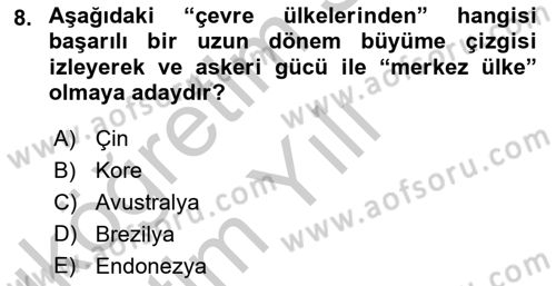 Ekonominin Güncel Sorunları Dersi 2018 - 2019 Yılı Yaz Okulu Sınav Soruları 8. Soru