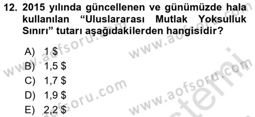 Ekonominin Güncel Sorunları Dersi 2020 - 2021 Yılı Yaz Okulu Sınav Soruları 12. Soru
