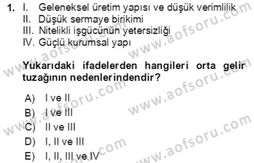 Ekonominin Güncel Sorunları Dersi 2021 - 2022 Yılı (Vize) Ara Sınavı 1. Soru