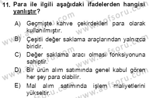 Ekonominin Güncel Sorunları Dersi 2021 - 2022 Yılı (Vize) Ara Sınavı 11. Soru