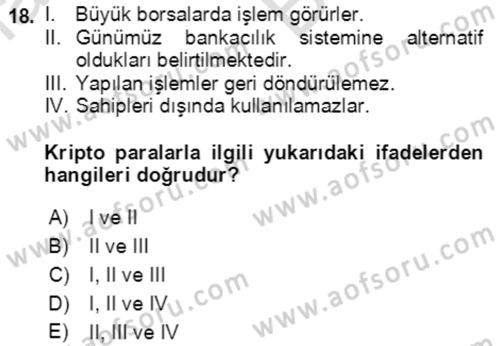 Ekonominin Güncel Sorunları Dersi 2021 - 2022 Yılı (Vize) Ara Sınavı 18. Soru