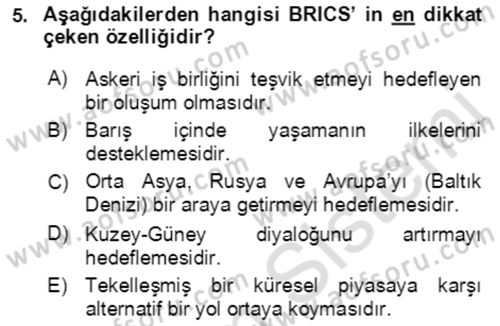 Ekonominin Güncel Sorunları Dersi 2021 - 2022 Yılı (Vize) Ara Sınavı 5. Soru