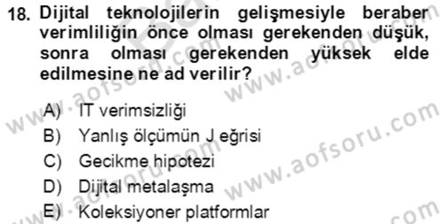 Ekonominin Güncel Sorunları Dersi 2021 - 2022 Yılı (Final) Dönem Sonu Sınav Soruları 18. Soru