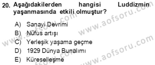 Ekonominin Güncel Sorunları Dersi 2021 - 2022 Yılı (Final) Dönem Sonu Sınav Soruları 20. Soru