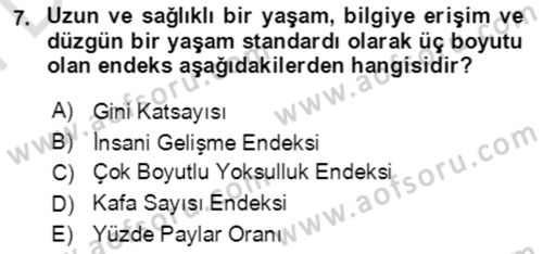 Ekonominin Güncel Sorunları Dersi 2021 - 2022 Yılı (Final) Dönem Sonu Sınav Soruları 7. Soru