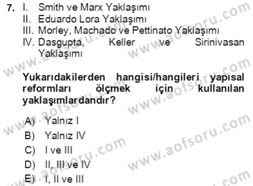 Ekonominin Güncel Sorunları Dersi 2021 - 2022 Yılı Yaz Okulu Sınav Soruları 7. Soru