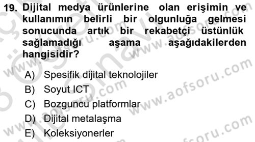Ekonominin Güncel Sorunları Dersi 2022 - 2023 Yılı Yaz Okulu Sınav Soruları 19. Soru