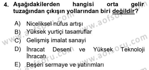 Ekonominin Güncel Sorunları Dersi 2022 - 2023 Yılı Yaz Okulu Sınav Soruları 4. Soru
