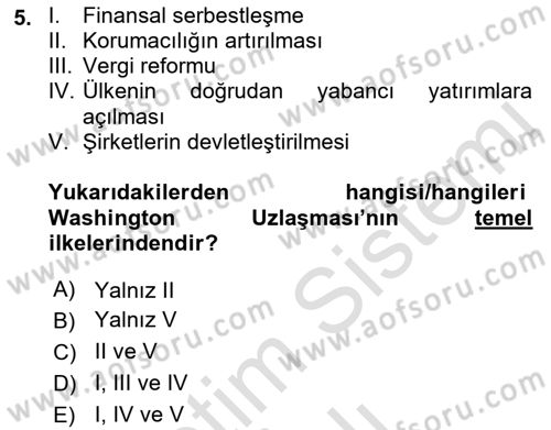 Ekonominin Güncel Sorunları Dersi 2022 - 2023 Yılı Yaz Okulu Sınav Soruları 5. Soru