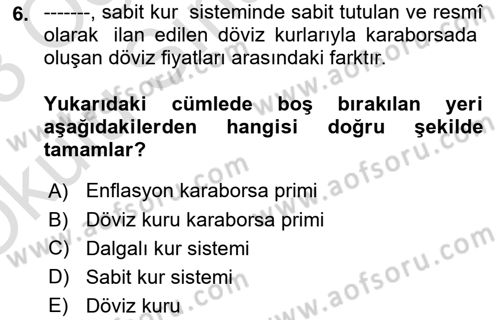 Ekonominin Güncel Sorunları Dersi 2022 - 2023 Yılı Yaz Okulu Sınav Soruları 6. Soru