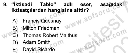 Ekonominin Güncel Sorunları Dersi 2022 - 2023 Yılı Yaz Okulu Sınav Soruları 9. Soru