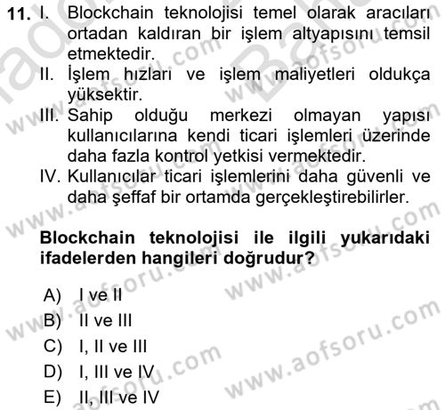 Ekonominin Güncel Sorunları Dersi 2023 - 2024 Yılı (Vize) Ara Sınavı 11. Soru