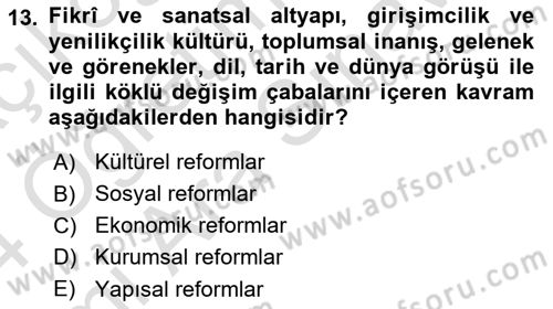 Ekonominin Güncel Sorunları Dersi 2023 - 2024 Yılı (Vize) Ara Sınavı 13. Soru