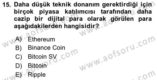 Ekonominin Güncel Sorunları Dersi 2023 - 2024 Yılı (Vize) Ara Sınavı 15. Soru