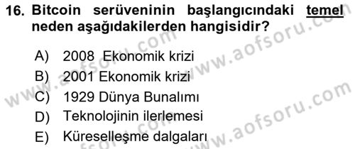 Ekonominin Güncel Sorunları Dersi 2023 - 2024 Yılı (Vize) Ara Sınavı 16. Soru