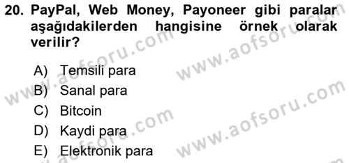 Ekonominin Güncel Sorunları Dersi 2023 - 2024 Yılı (Vize) Ara Sınavı 20. Soru