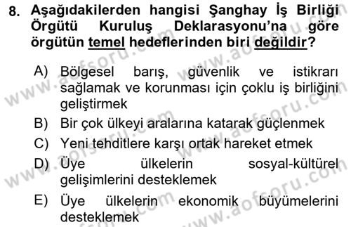 Ekonominin Güncel Sorunları Dersi 2023 - 2024 Yılı (Vize) Ara Sınavı 8. Soru