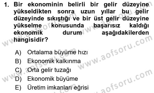 Ekonominin Güncel Sorunları Dersi 2023 - 2024 Yılı (Final) Dönem Sonu Sınav Soruları 1. Soru